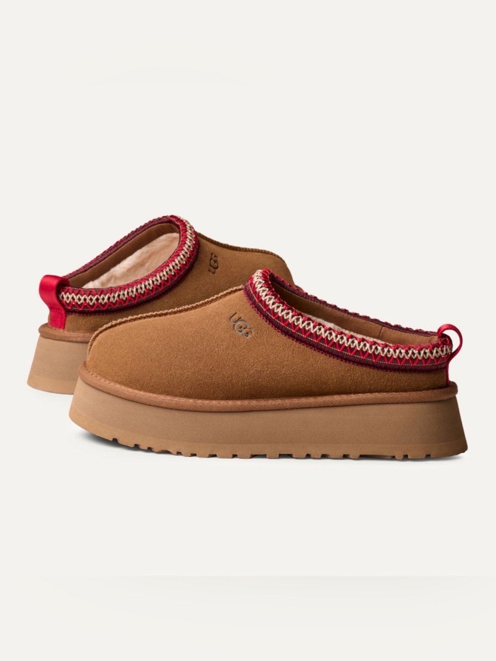 UGG Tazz II Platform Slippers in chestnut suede